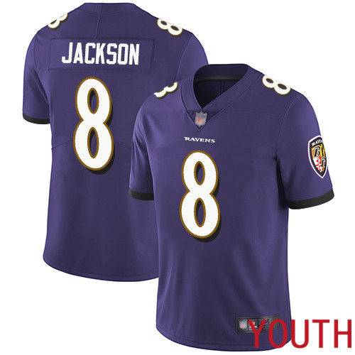Baltimore Ravens Limited Purple Youth Lamar Jackson Home Jersey NFL Football 8 Vapor Untouchable